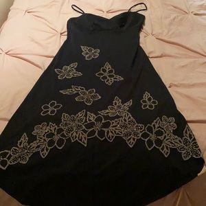 Black beaded flower detail dress